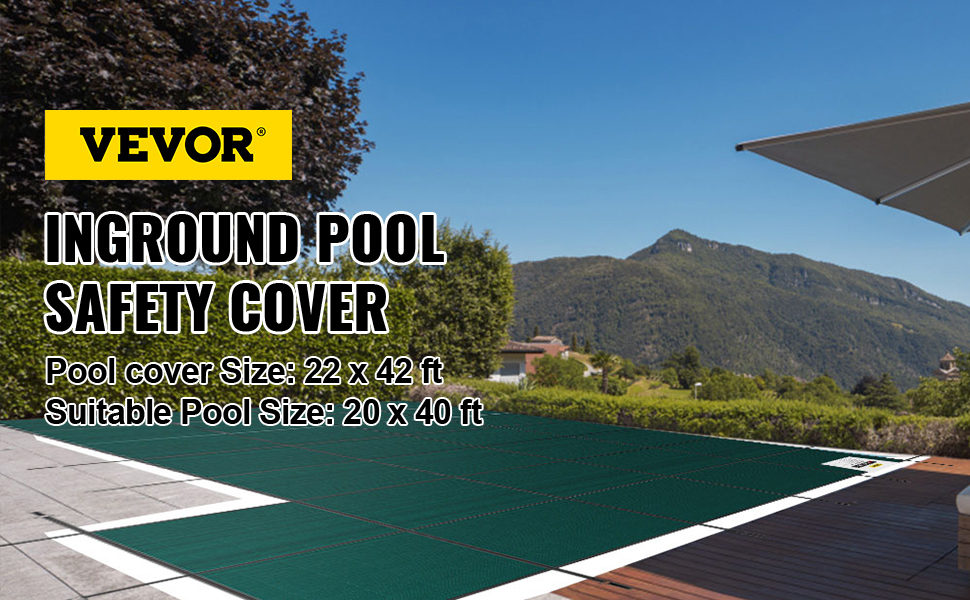 Inground Pool Safety Cover,Winter Pool Cover,22 x 42 ft