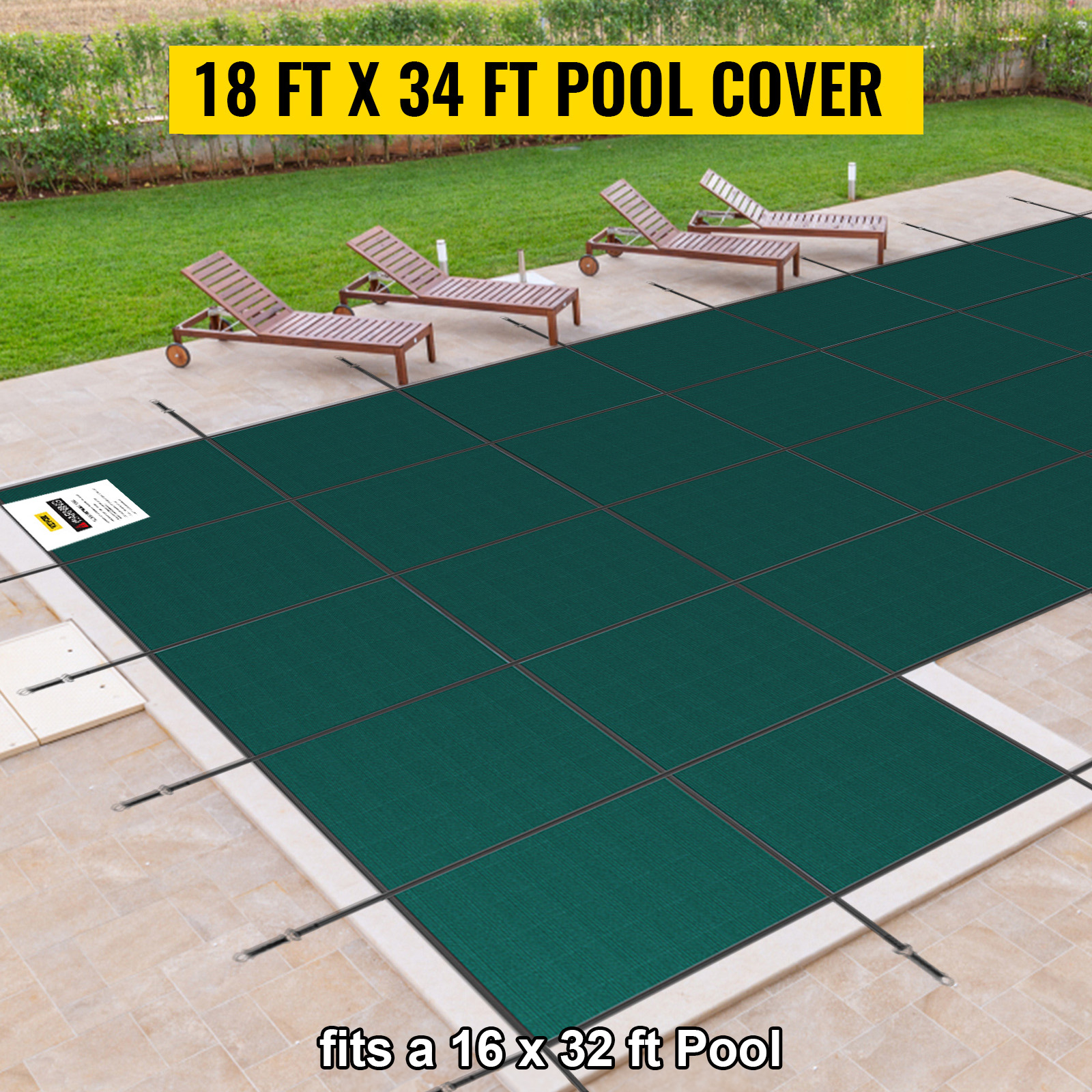 VEVOR Inground Pool Safety Cover, 18 ft x 34 ft Rectangular Winter