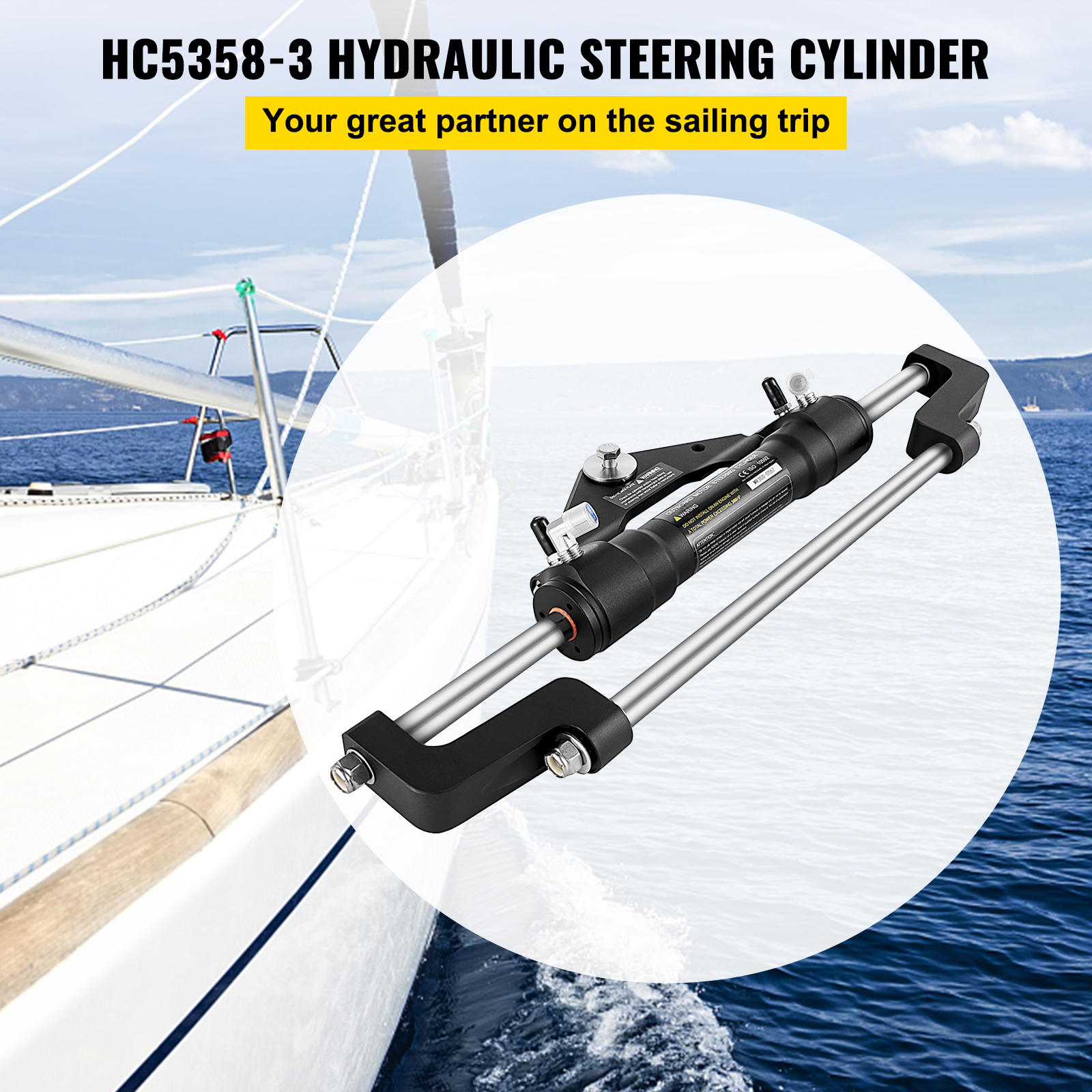 VEVOR Hydraulic Outboard Boat Steering Kit 10-24''Hoses 300HP Helm Pump Cylinder - Picture 16 of 158