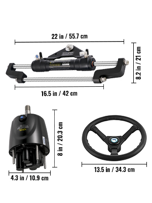 VEVOR hidraulikus csónakkormánykészlet, 300 LE hidraulikus kormányszivattyú, alumíniumötvözet kormányhenger, 13,5