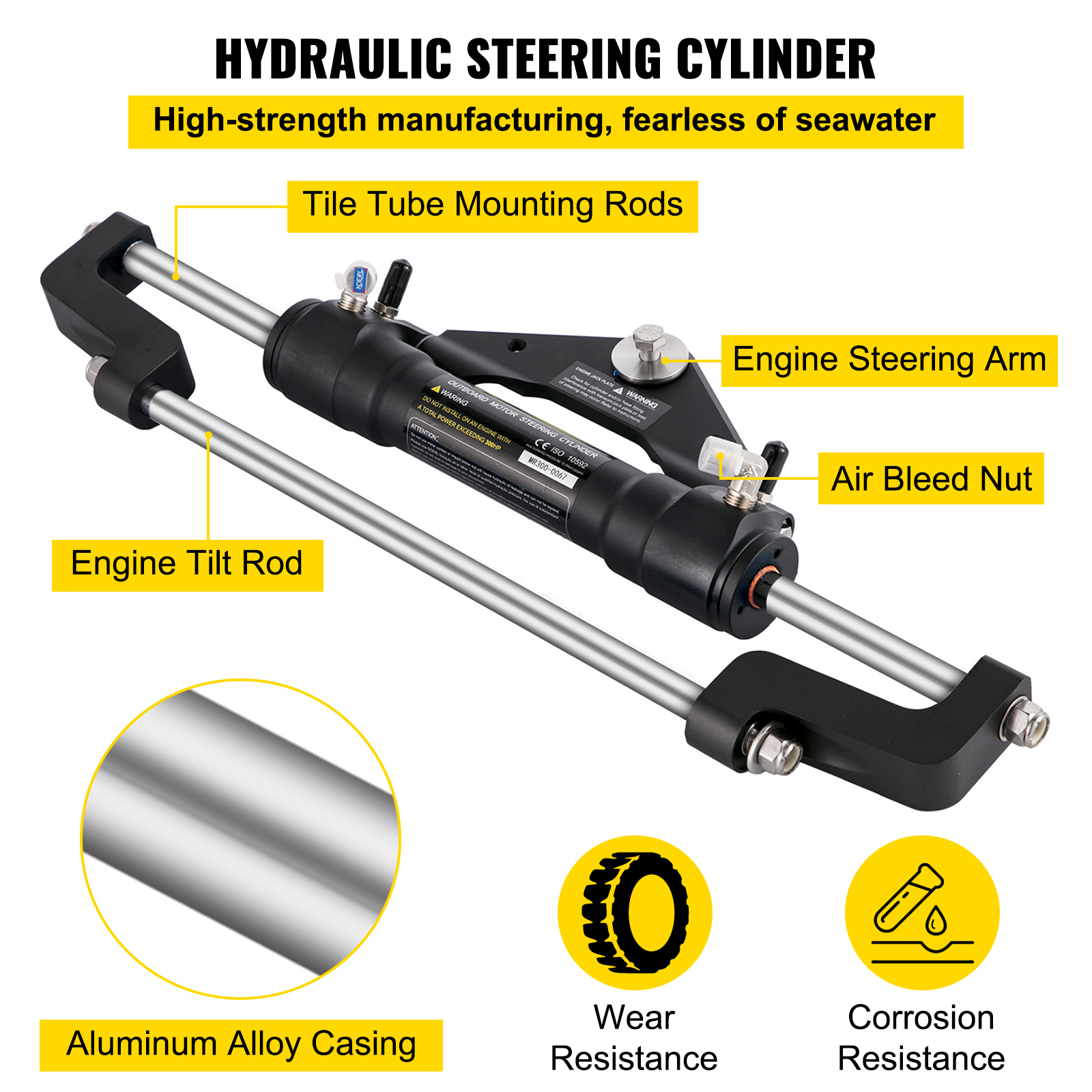 VEVOR Hydraulic Outboard Boat Steering Kit 10-24''Hoses 300HP Helm Pump Cylinder - Picture 54 of 158