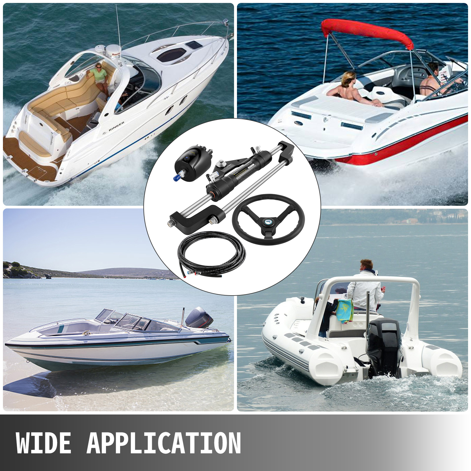 VEVOR Hydraulic Boat Steering Kit, 300HP Hydraulic Steering Kit Helm Pump,Hydraulic Outboard Steering Kit with 10 Feet Hydraulic Steering Hose for Boat Steering System 