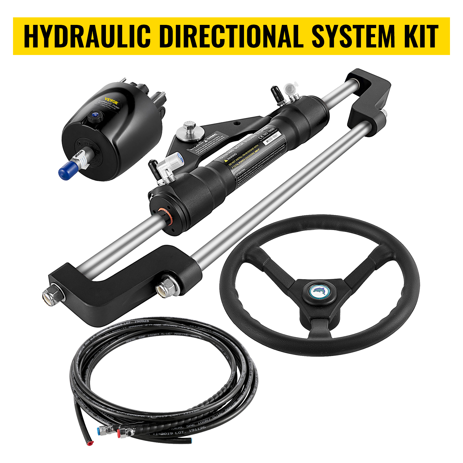 VEVOR Hydraulic Outboard Steering Kit 300HP, Hydraulic Steering Kit ...