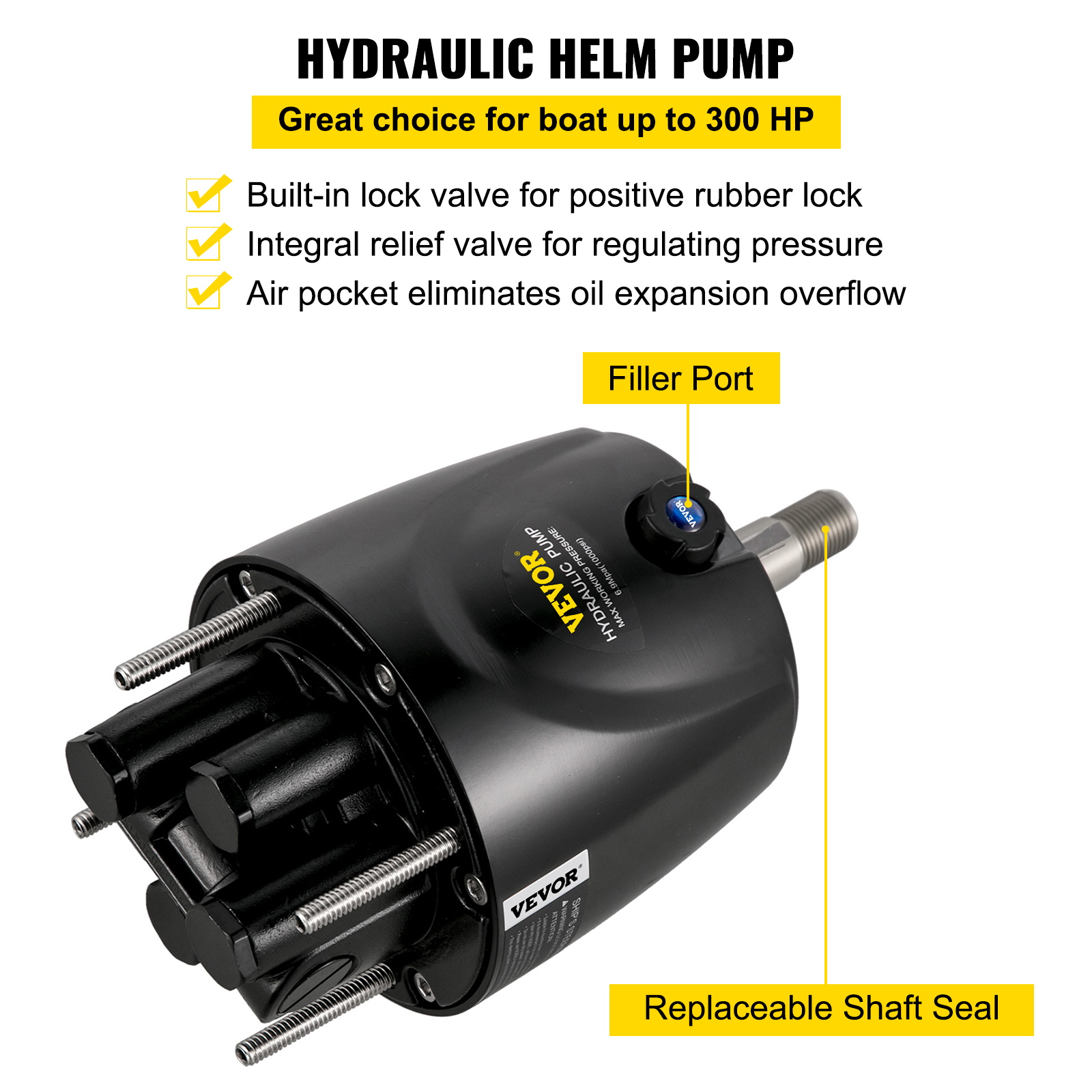 VEVOR Hydraulic Outboard Boat Steering Kit 10-24''Hoses 300HP Helm Pump Cylinder - Picture 127 of 158