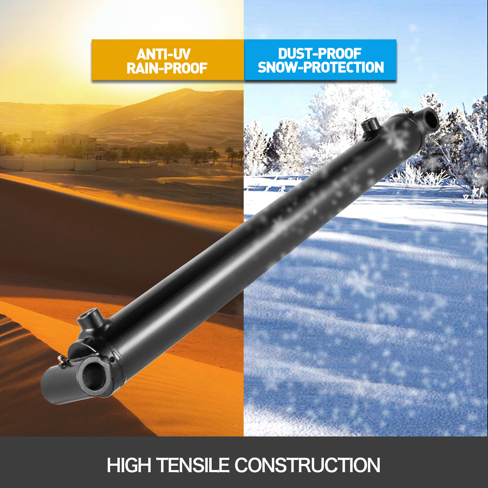 Hydraulic Cylinder Welded Double Acting 2.5" Bore 20" Stroke Cross Tube ...