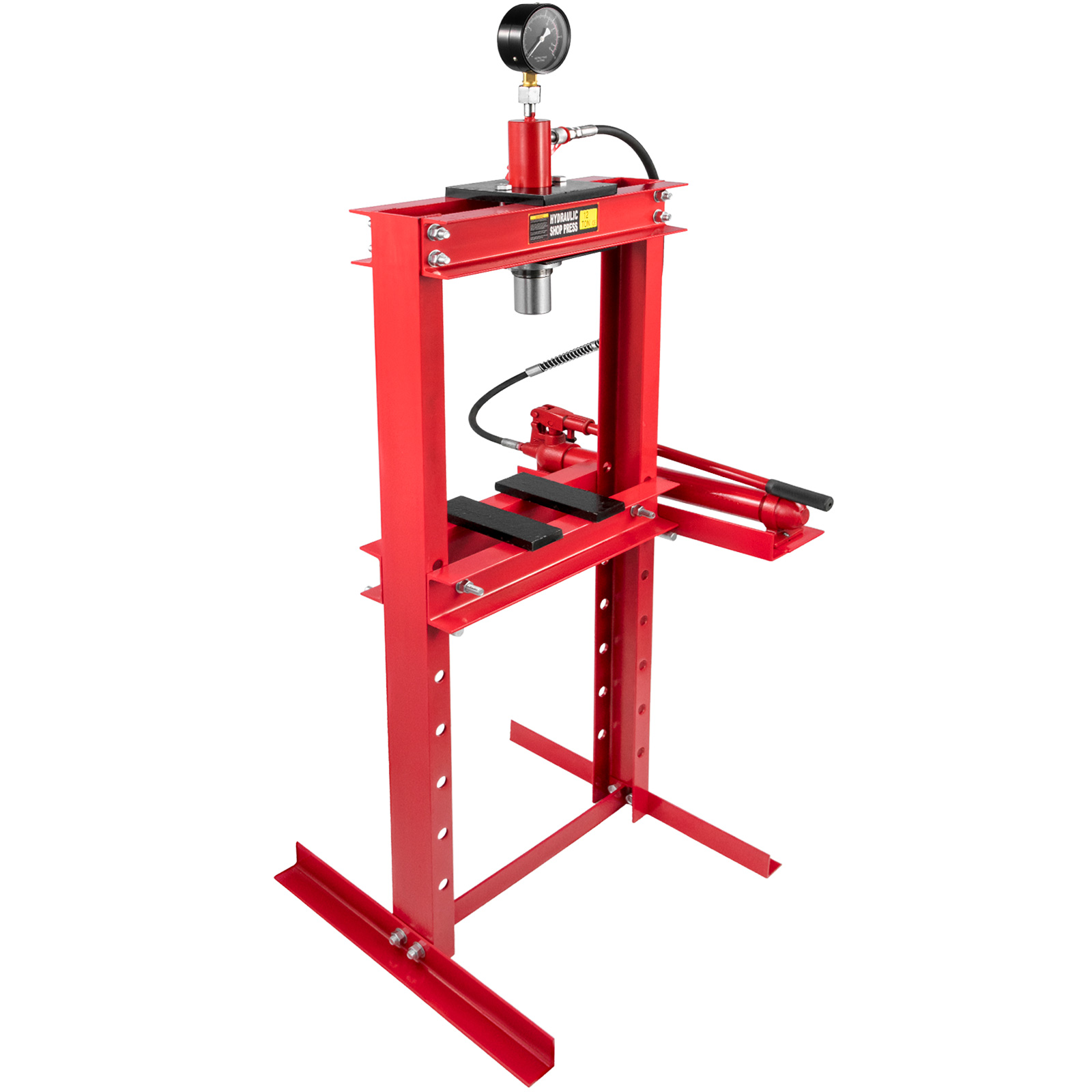 12 Ton Hydraulic Shop Floor Press, HD H-Frame Steel Construction