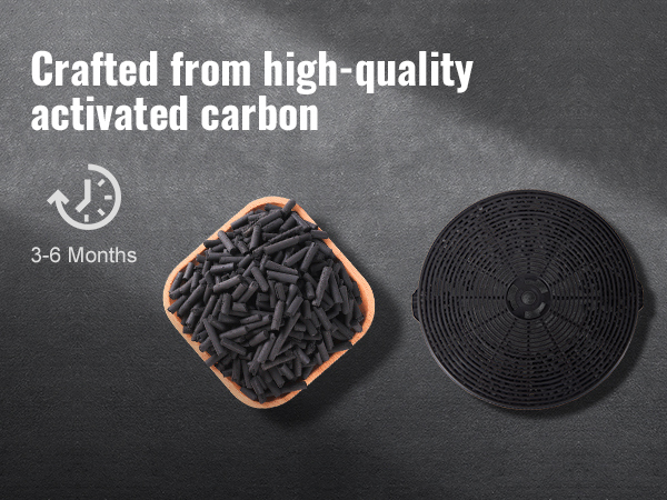 VEVOR Carbon Filter for Ductless Hoods, Range Hood Filter for Recirculation, Compatible with VEVOR TD0975G-CC-I1 Range Hood, 2-Pack Charcoal Filters, Easy Installation, for Ductless/Ventless Option