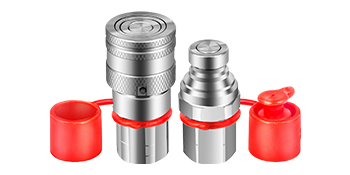 VEVOR Flat Face Hydraulic Couplers 1/2'' Body 1/2'' NPT Thread, Skid Steer Quick Connect Coupling, 4061 PSI Hydraulic Fittings, Pioneer Hydraulic Couplers w/Dust Caps for Bobcat Case (ISO16028) 