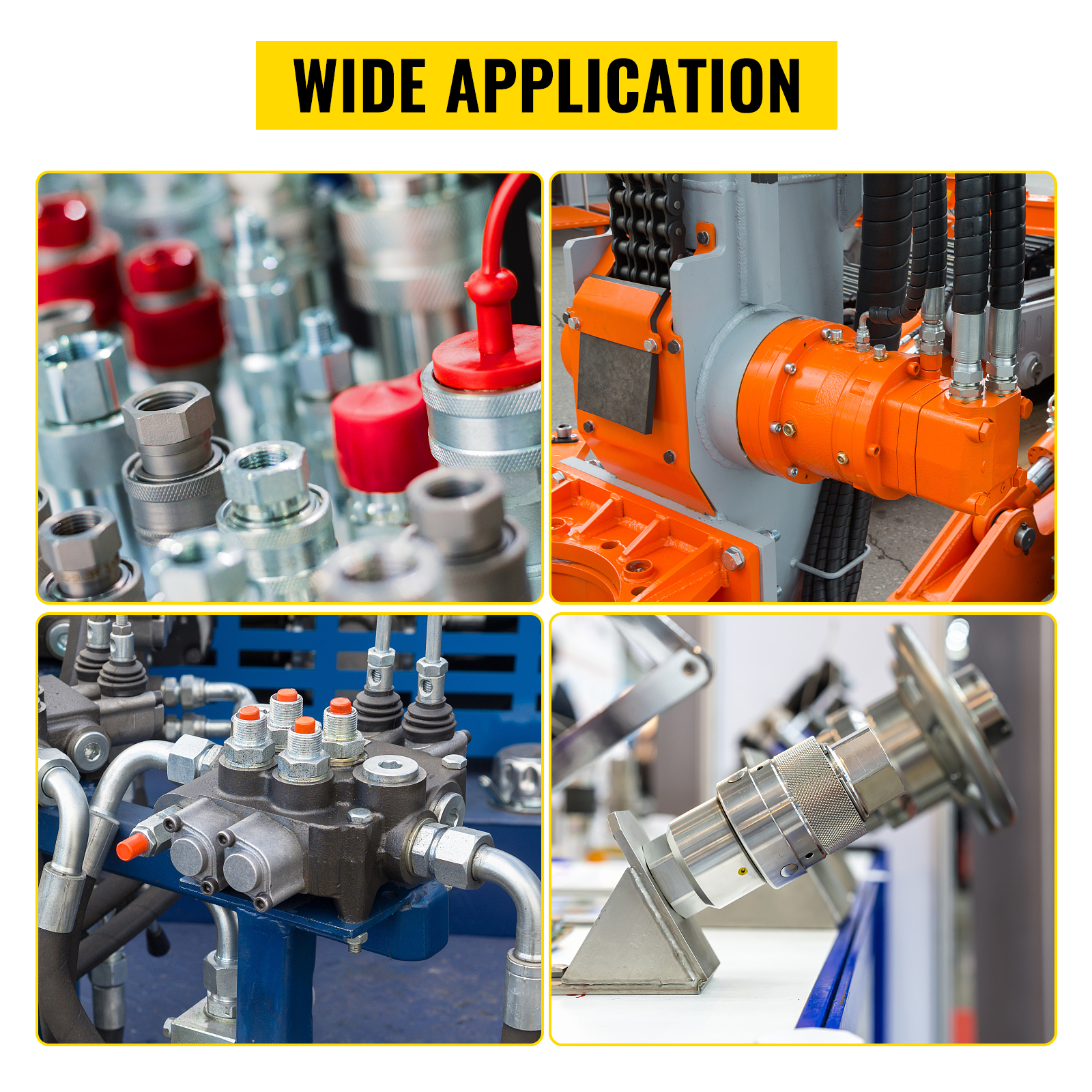 VEVOR Flat Face Hydraulic Couplers 1/2'' Body 1/2'' NPT Thread, Skid Steer Quick Connect Coupling, 4061 PSI Hydraulic Fittings, Pioneer Hydraulic Couplers w/Dust Caps for Bobcat Case (ISO16028) 