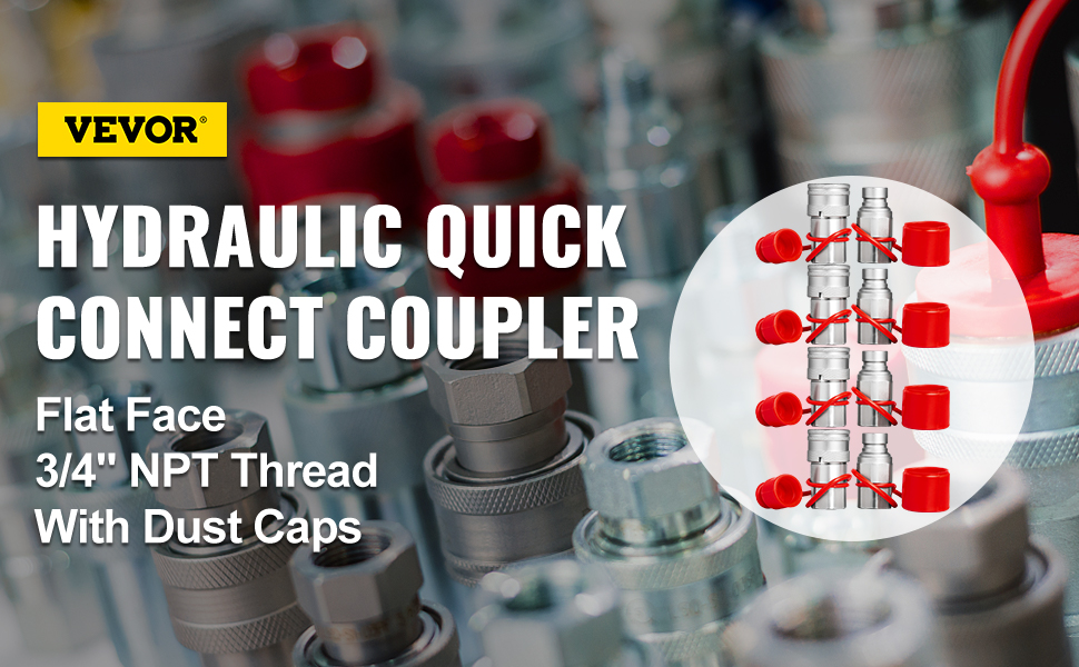 VEVOR 3/4NPT Hydraulic Quick Connect 3/4" Body Hydraulic Coupler 20.7MPa Hydraulic Coupling