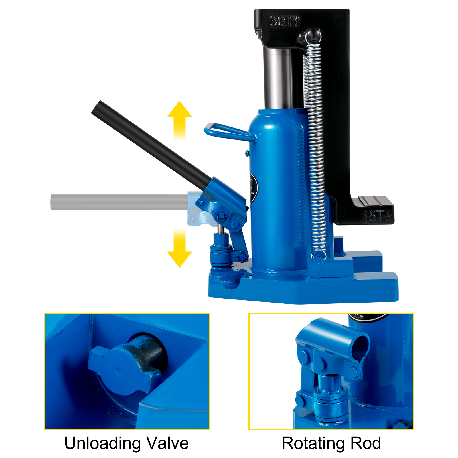 Industry 6-1/5 in Stork Air Hydraulic Toe Jack VEVOR Hydraulic Toe Jack Heavy-Duty Steel Hydraulic Claw Jack for Machinery 15 Ton On Toe Toe Jack Lift 30 Ton On Top Lift Capacity Machine Jack 