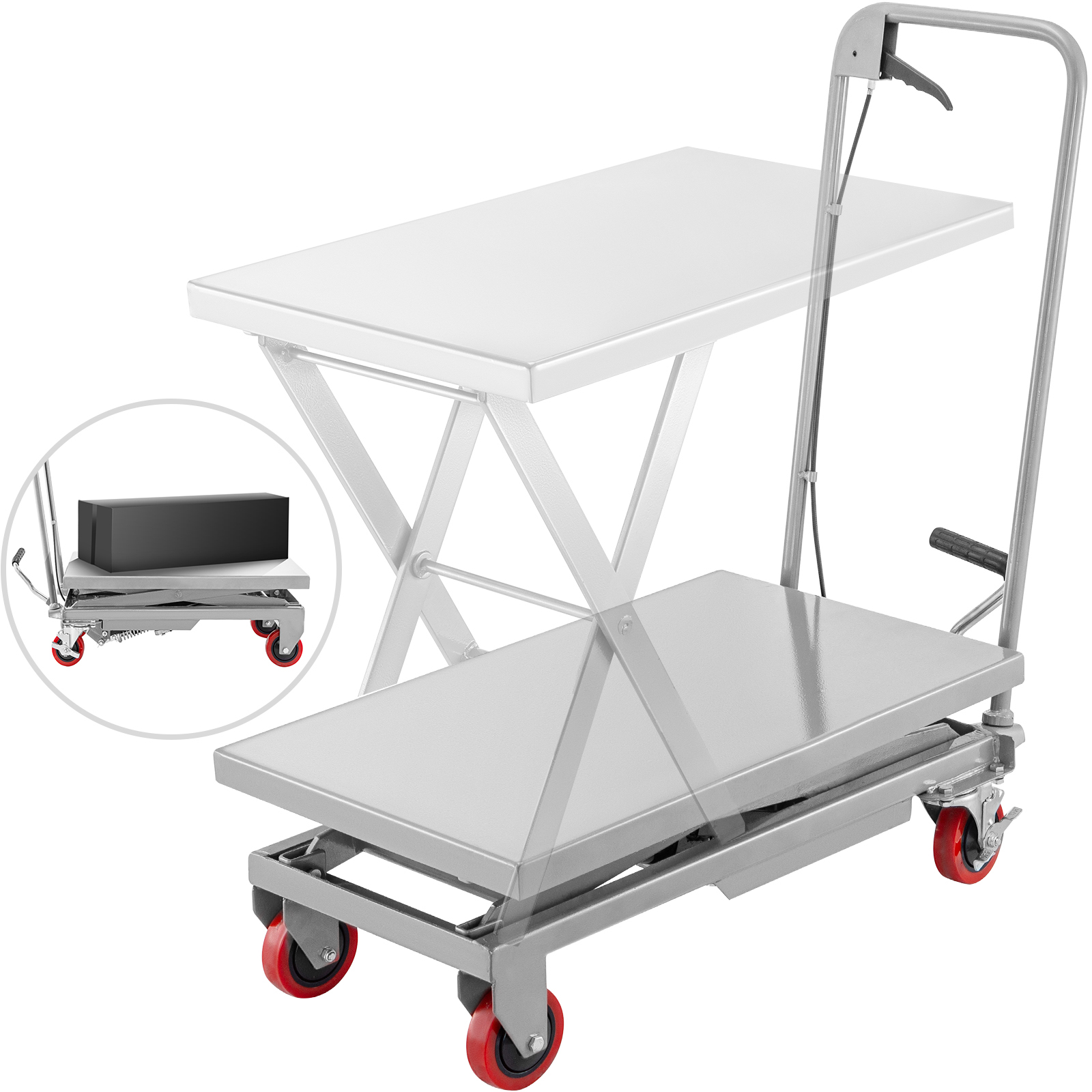 VEVOR Hydraulic Scissor 500LBS Capacity, Cart Lift Table Cart 28.5-Inch  Lifting Height, Manual Scissor Lift Table w/ Wheels and Foot Pump,  Elevating Hydraulic Cart for Material Handling, in Grey VEVOR CA
