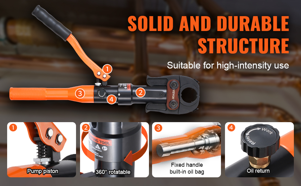 VEVOR Copper Tube Fittings Crimping Tool with 8 Jaws Pipe Cutter 360
