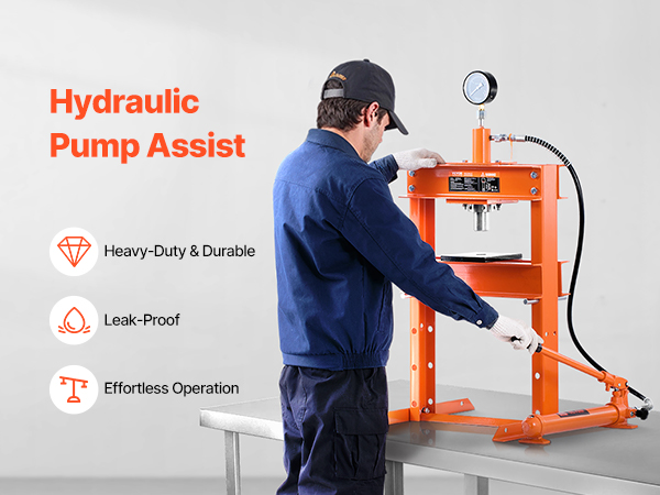 Presse Hydraulique D'Atelier 6 Tonnes - Presse Réglable 4 Niveaux Avec Soupape De Sécurité - Idéale Pour Roulements Et Pièces Mécaniques