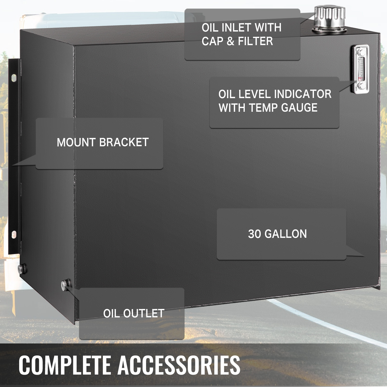 Temp Drop Tank Hydraulic Reservoir Oil Tank Fuel Tank 30 Gal Steel with Filter & Temp ...