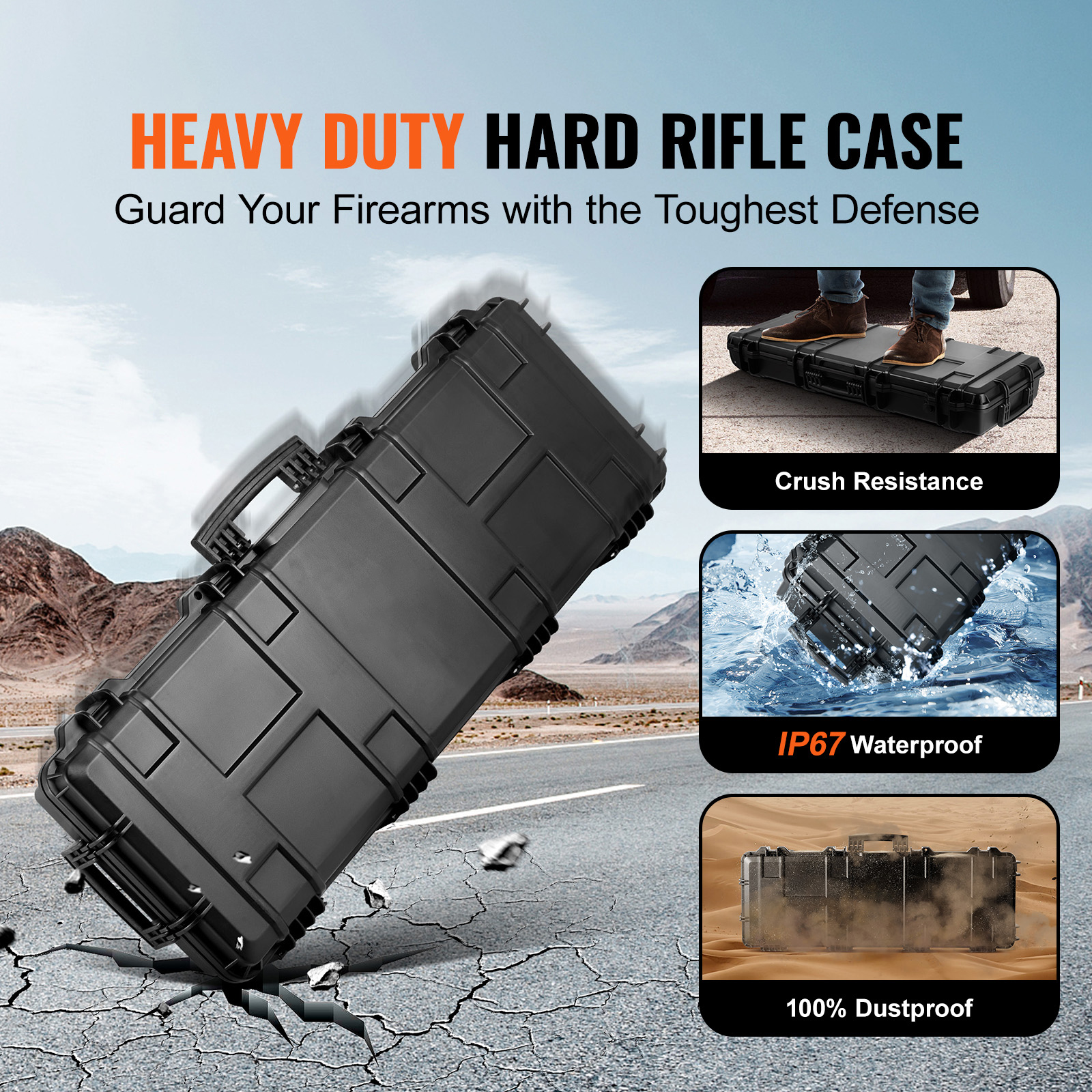 Rifle Case Rifle Hard Case 42" 50" with 3 Layers Fully-protective Foams - Picture 4 of 26