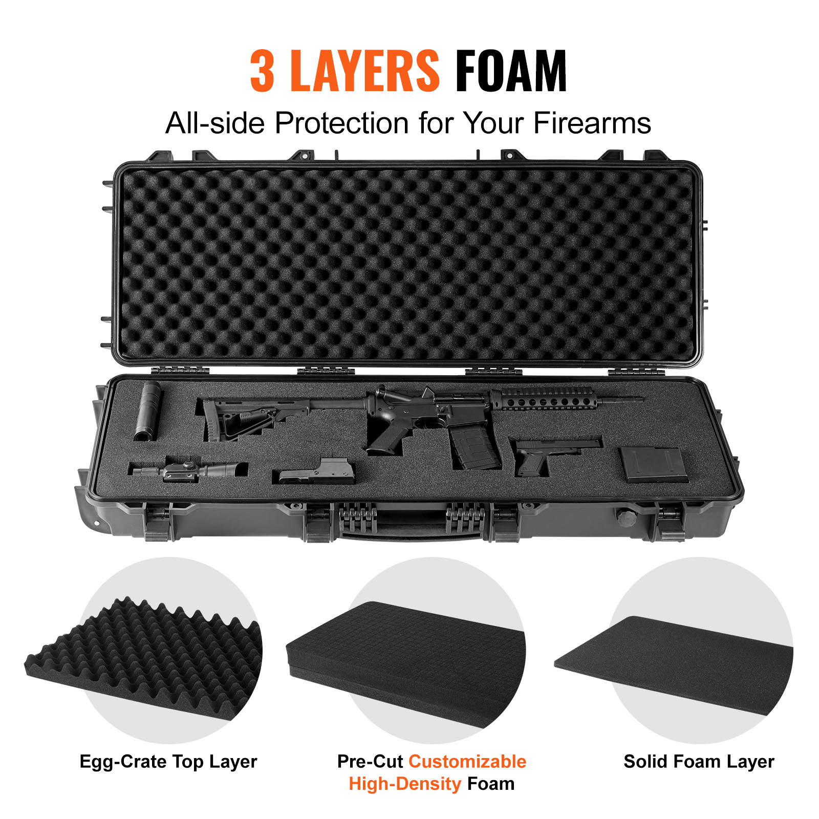 Rifle Case Rifle Hard Case 42" 50" with 3 Layers Fully-protective Foams - Picture 5 of 26