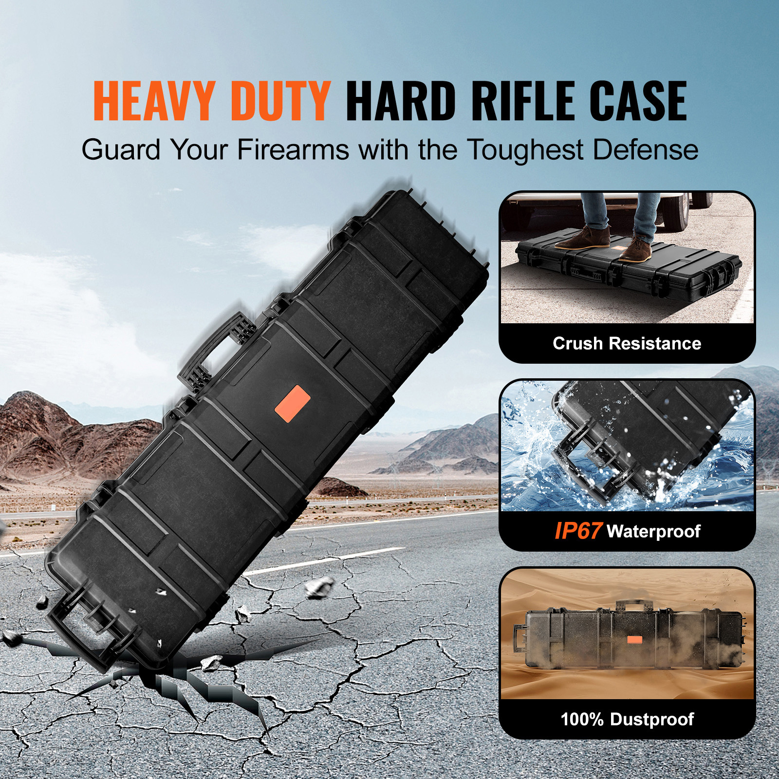 Rifle Case Rifle Hard Case 42" 50" with 3 Layers Fully-protective Foams - Picture 16 of 26
