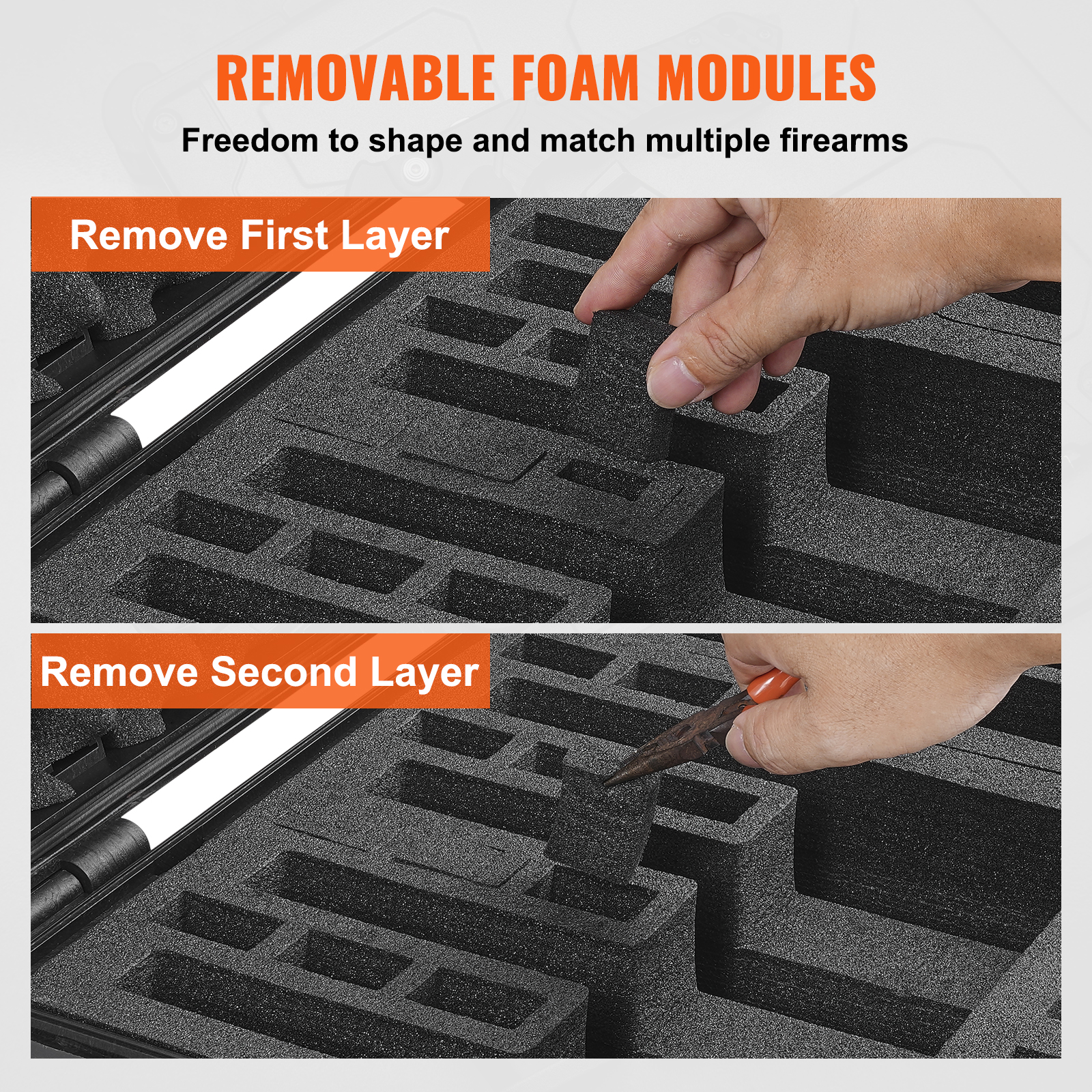 VEVOR Hard Pistol Cases with Pre-cut PU Foam/lining Lockable for 1/2/5 ...