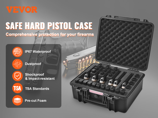 VEVOR Étui Rigide pour 5 Pistolets Mallette Verrouillable Doublure
