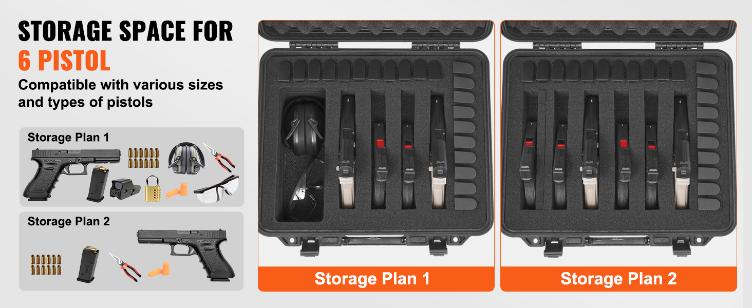 thumbnail image 2 of Hard Pistol Case For 2 Handguns - Lockable, Waterproof IP67, With Pre-cut PU Foam, Black 2 of 5