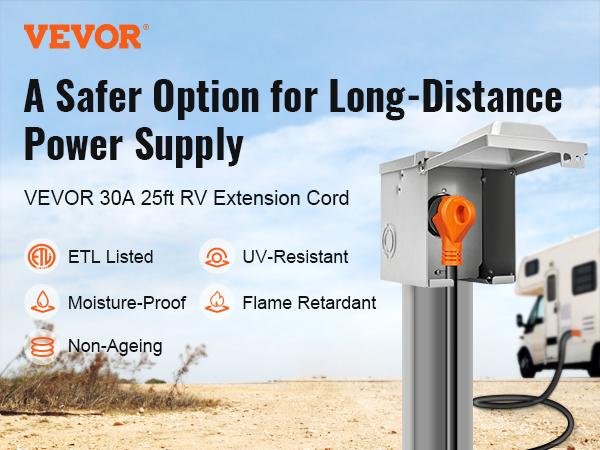 VEVOR 25 ft RV Extension Cord, 30 Amp, Heavy Duty STW RV Power Cord ...