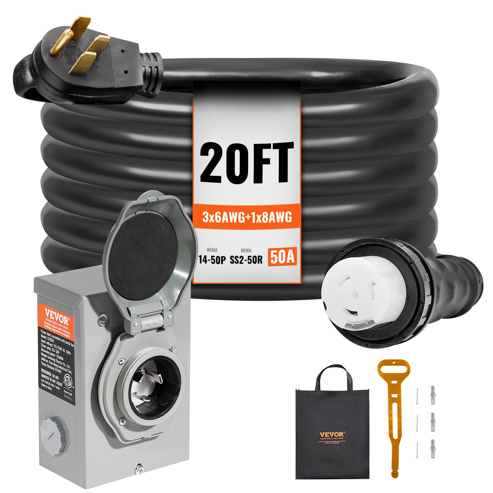 Cord And Power Inlet Box 15/25/20/40/50ft