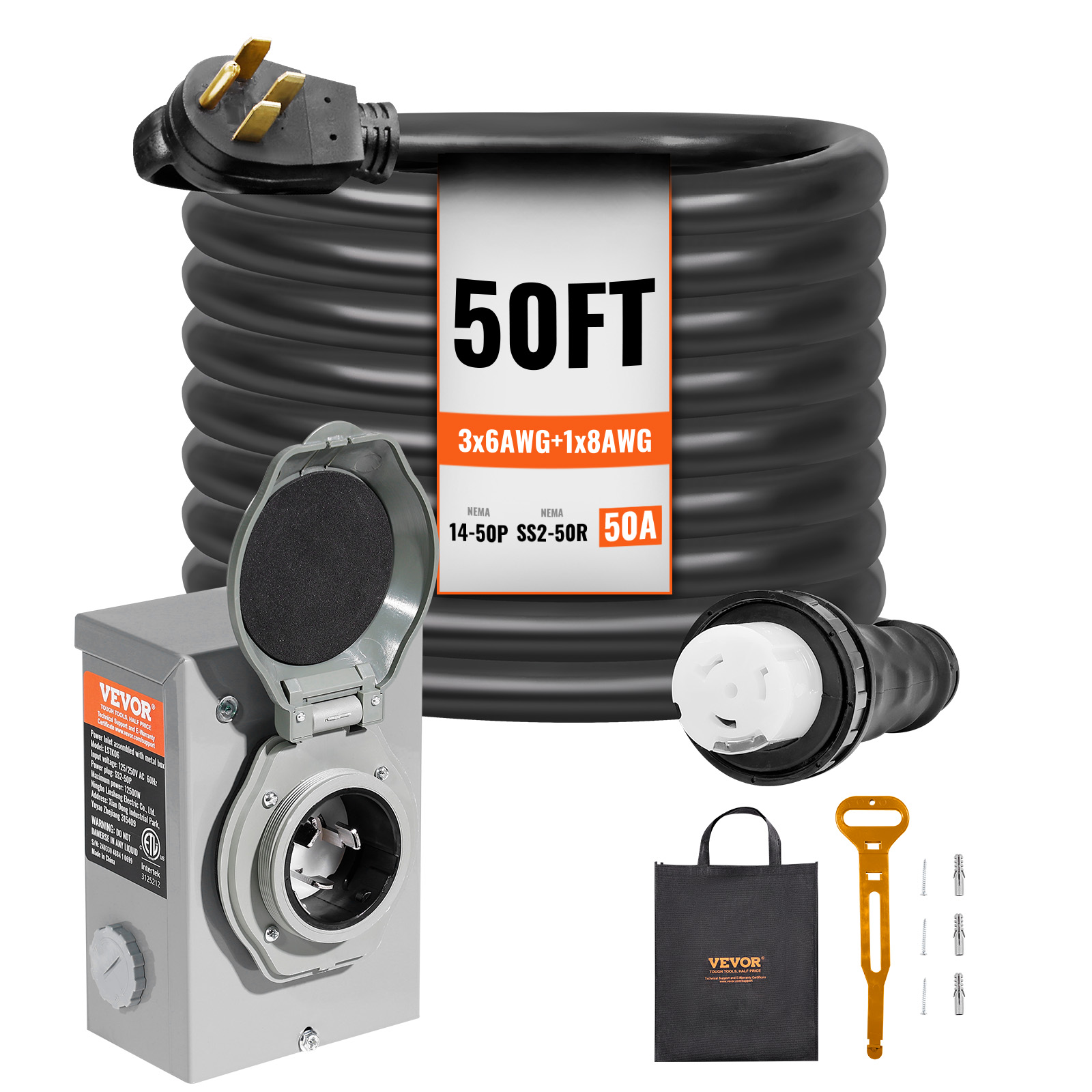 Cord And Power Inlet Box 15/25/20/40/50ft