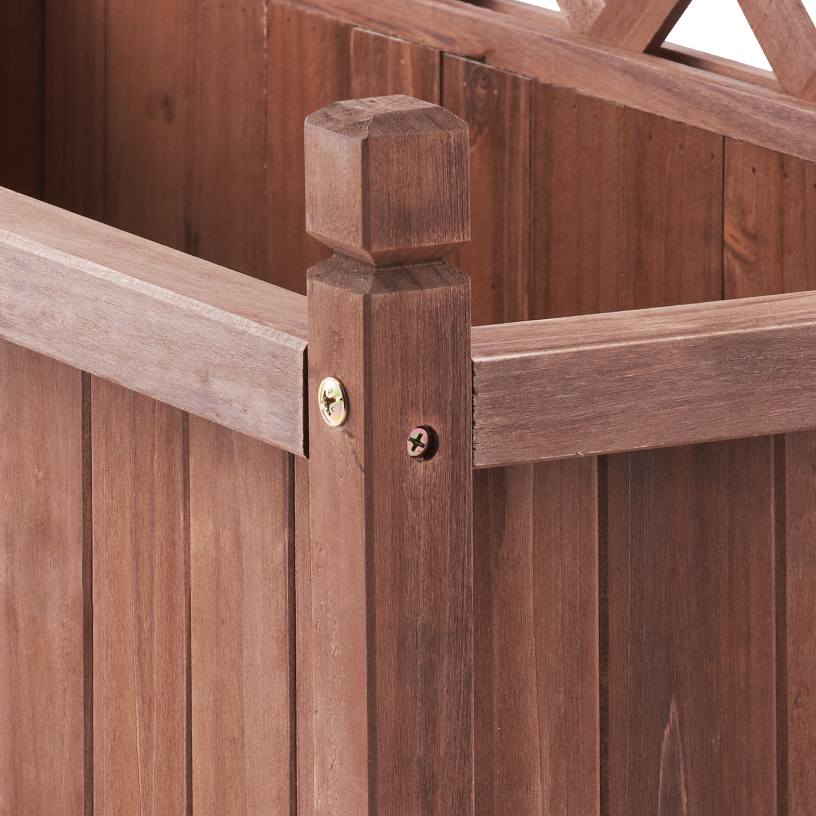 Outsunny plantenbak met trellis, mobiele bloembak met wielen, duurzaam