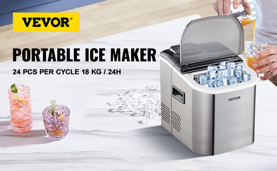 White Countertop Portable Compact Ice Maker Ice Cube Machine, for Home  Office Party, Boat RV