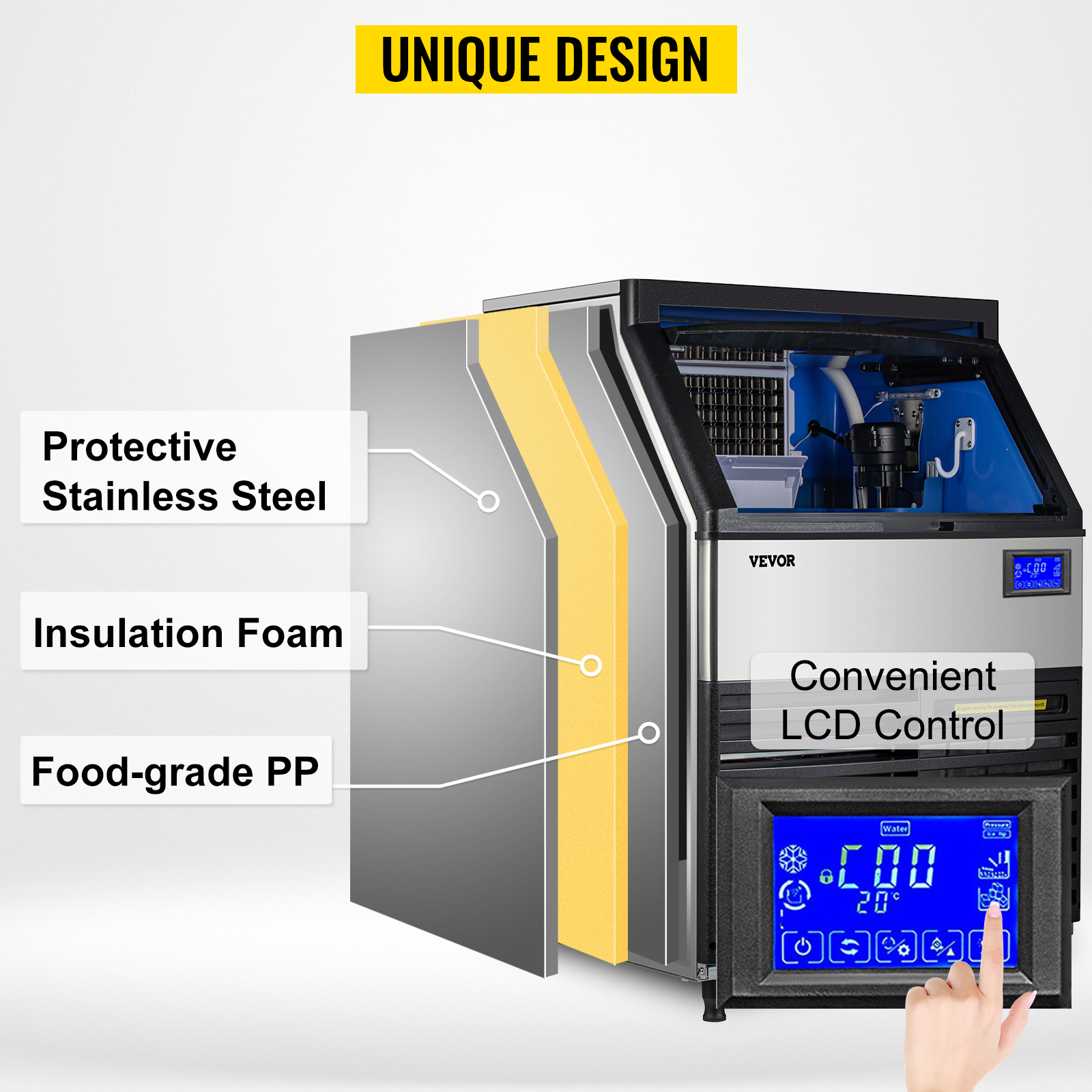 VEVOR Máquina para hacer hielo comercial VEVOR, 320LBS/24H ETL Máquina para  hacer hielo debajo del mostrador Máquina para hacer hielo con compresor  SECOP, almacenamiento de 77LBS, bomba de drenaje de agua eléctrica