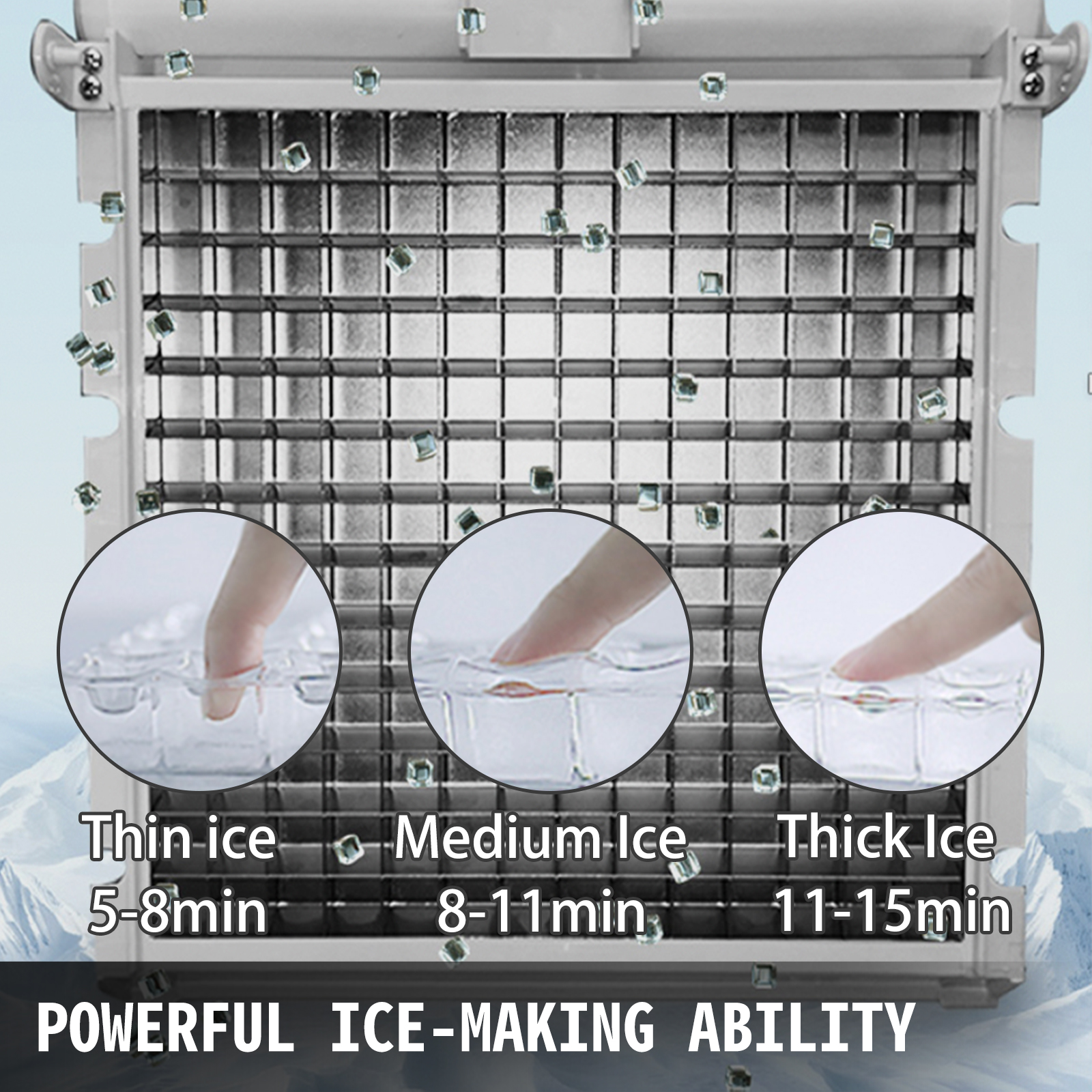 200KG/440LBS Commercial Ice Cube Maker Machine Supermarkets Refrigeration 850W 