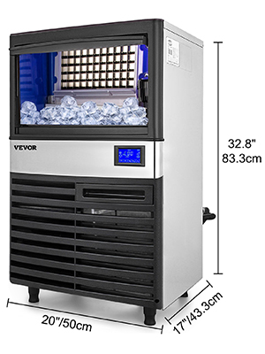 commercial ice maker,stainless steel,155 lbs per day