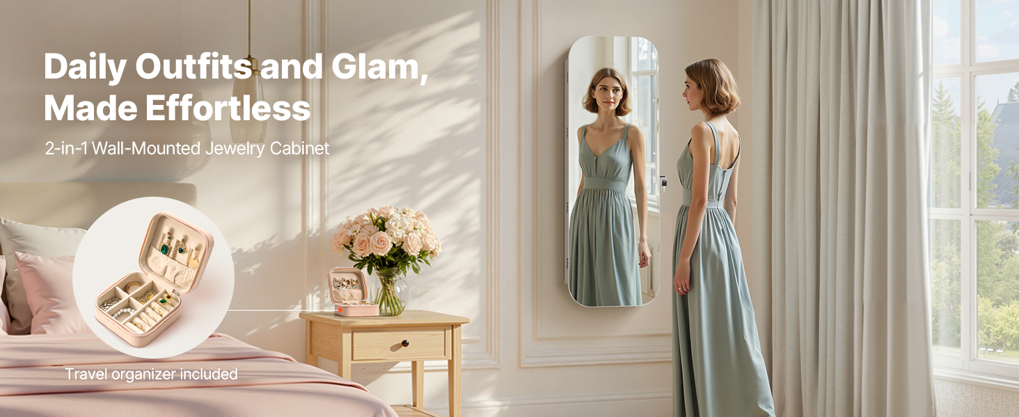 2 in 1 mirror jewelry cabinet overview