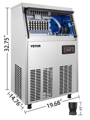 VEVOR VEVOR Máquina para hacer hielo comercial de 110 V 90-100LBS/24H con  contenedor de 33LBS, operación automática de acero inoxidable debajo de la  máquina de hielo para bar en casa, incluye filtro