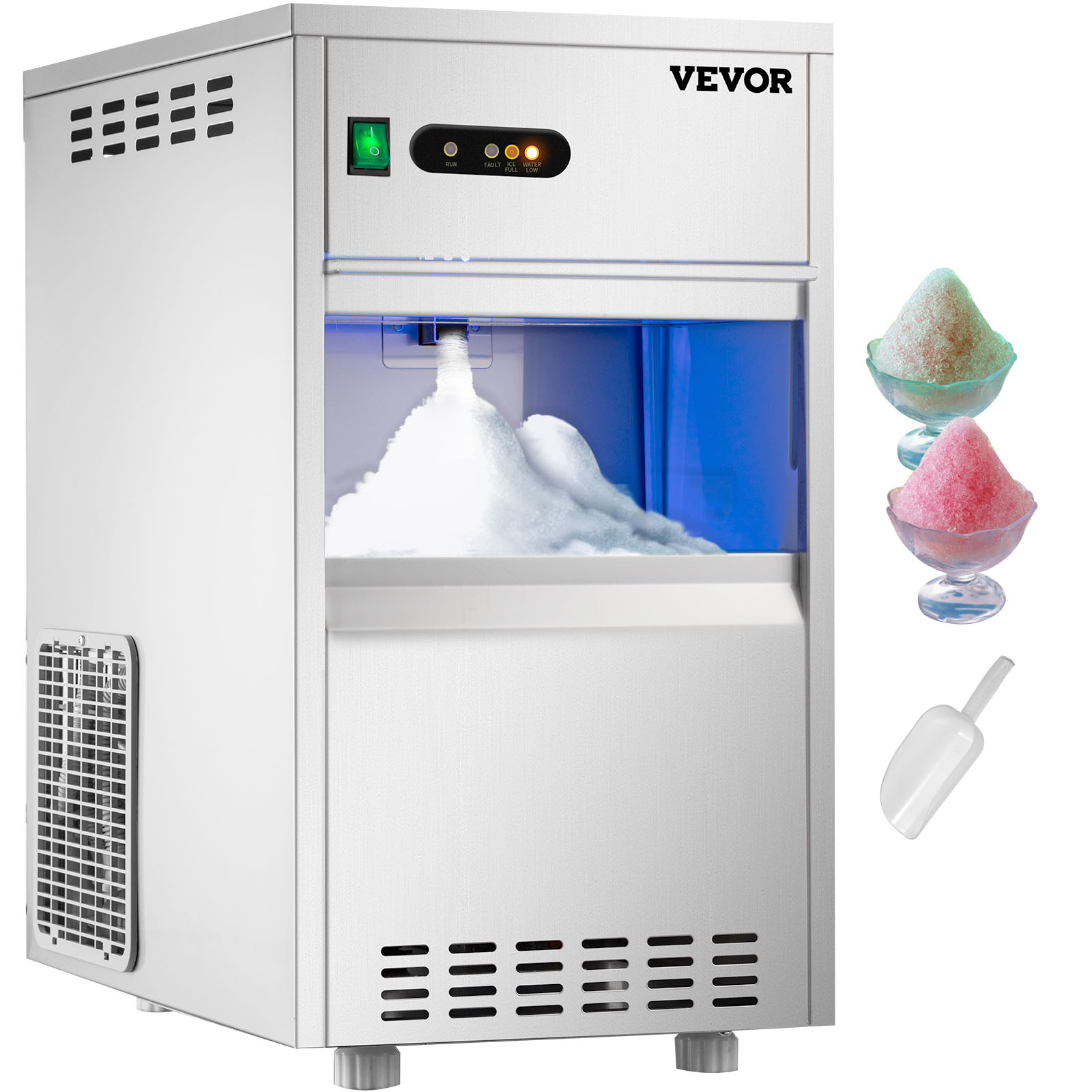 VEVOR - Máquina de hielo comercial, Incluye 2 palas y manguera de conexión,  110-120LBS, 1