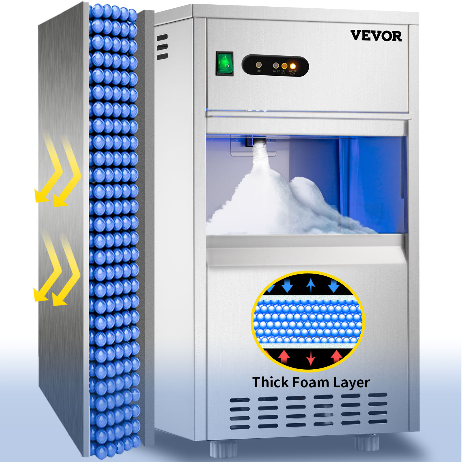 VEVOR Snow Flake Ice Maker 220lbs/100kg Snow Crusher Food Processing 380W Supermarket