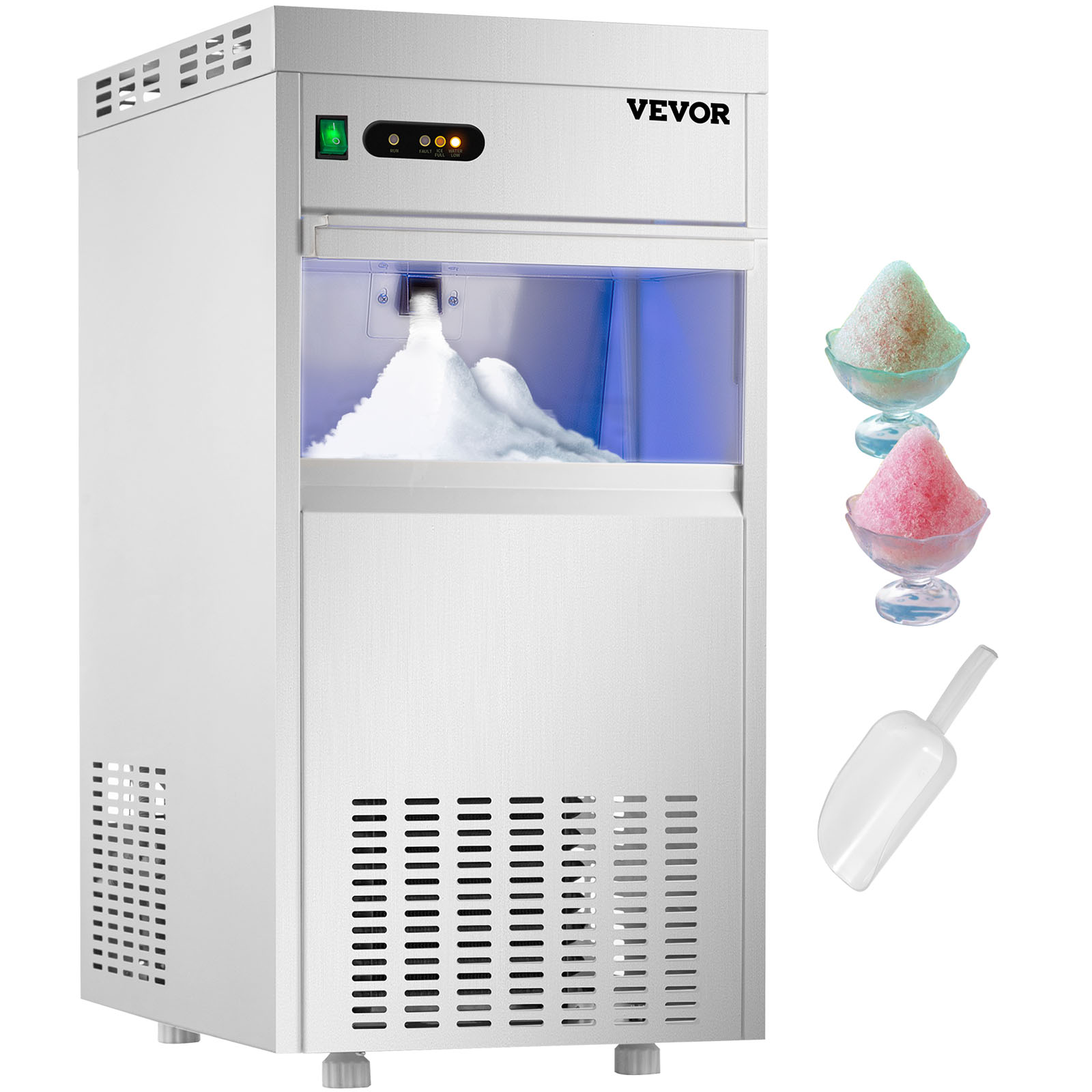 VEVOR Snow Flake Ice Maker 132lbs/60kg 132 lb 15 kg Ice Storage Counter Top Updated