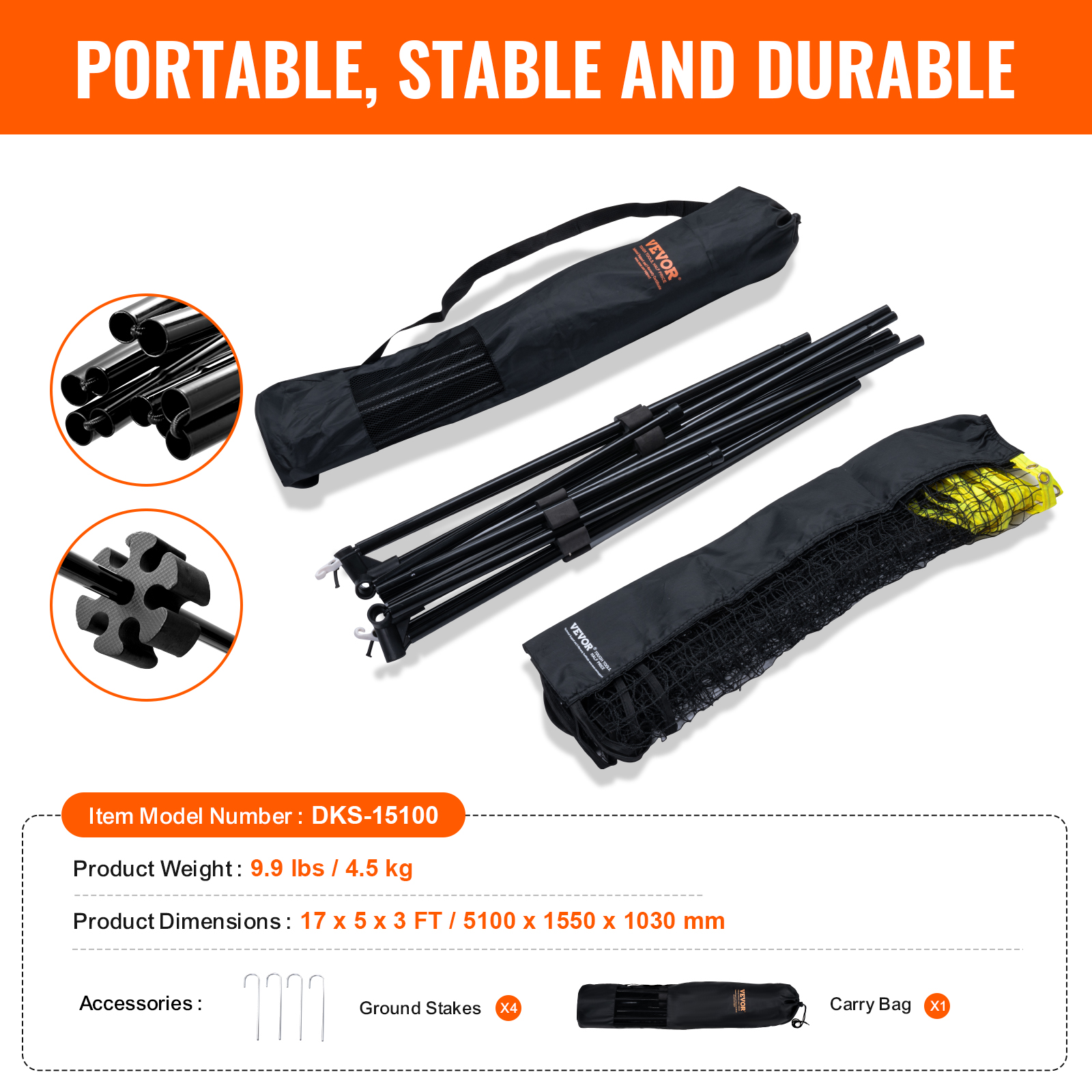 VEVOR 14ft Badminton Net Set Outdoor Portable Volleyball Pickleball Tennis Net - Picture 33 of 74