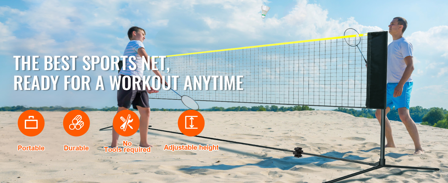 Portable Tennis & Badminton Net Set - Folding Net With Stand For Outdoor Sports