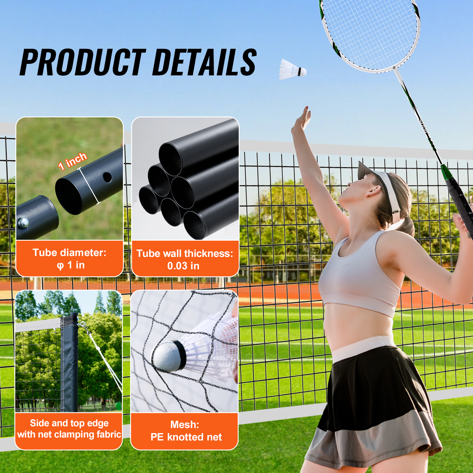 VEVOR 14ft Badminton Net Set Outdoor Portable Volleyball Pickleball Tennis Net - Picture 54 of 74