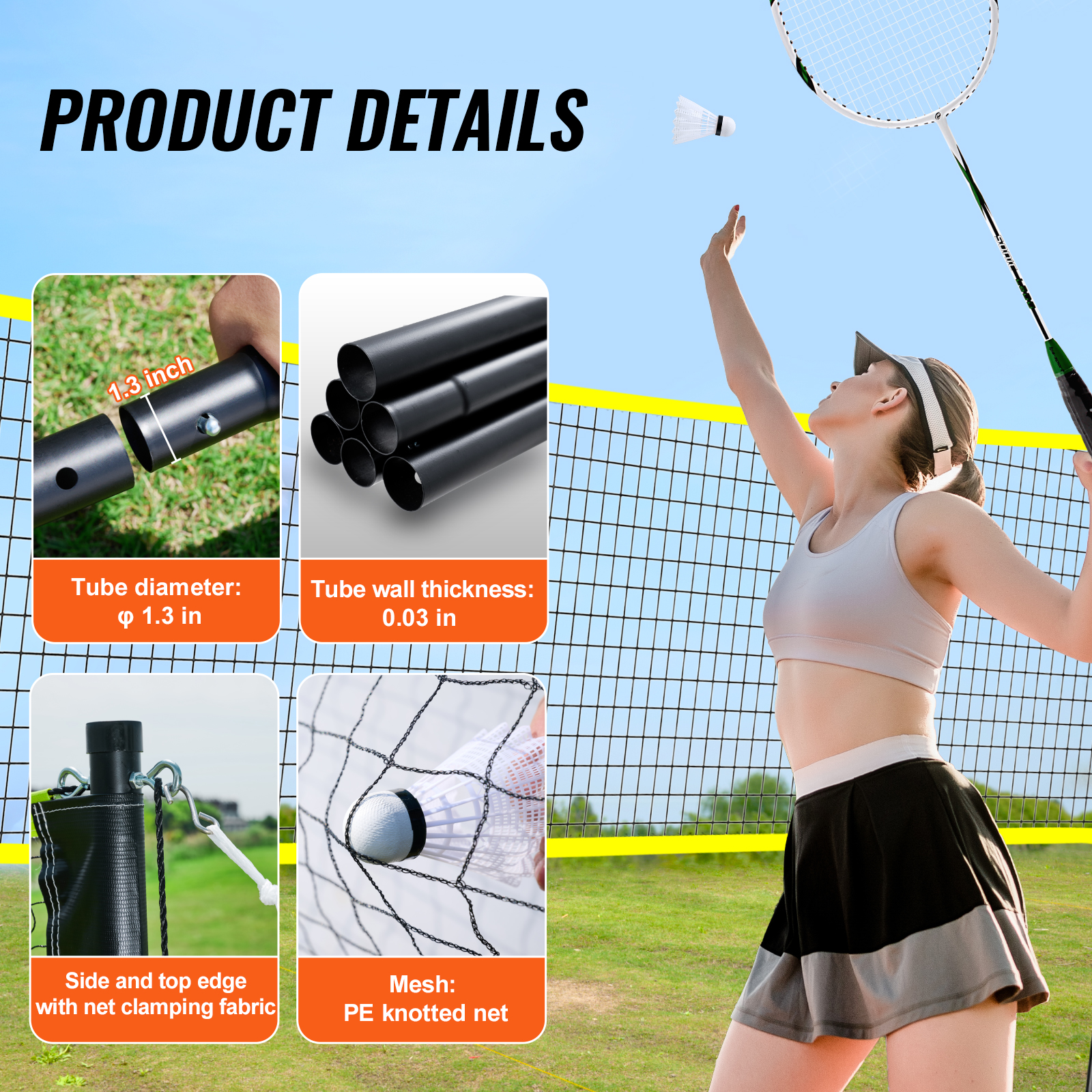 VEVOR 14ft Badminton Net Set Outdoor Portable Volleyball Pickleball Tennis Net - Picture 66 of 74