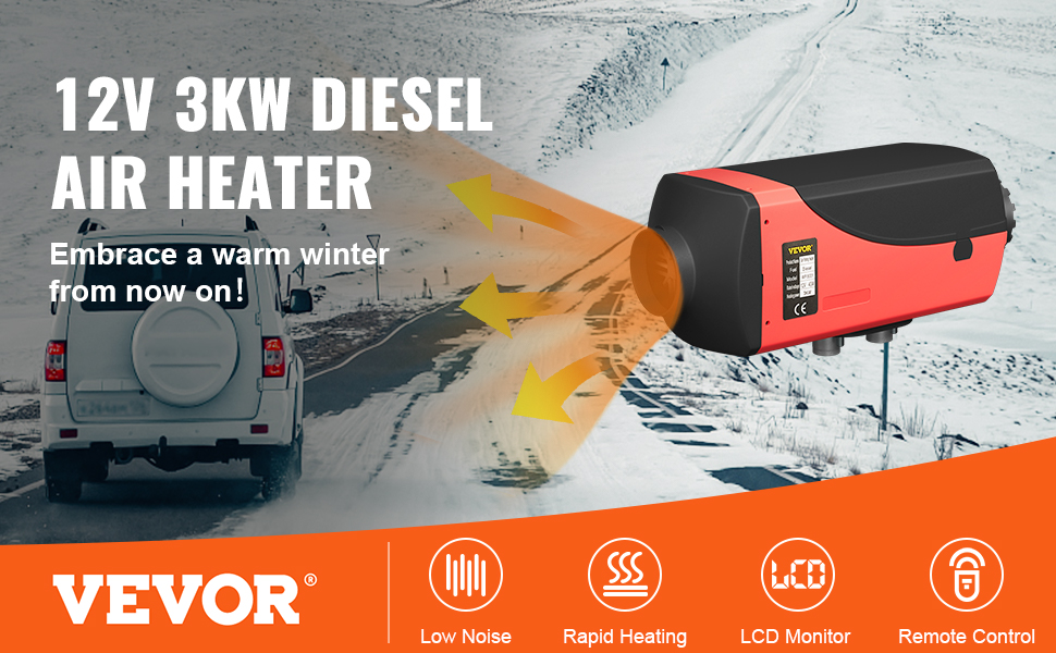 VEVOR Diesel Air Heater 12V 3kw Diesel Heater, Fuel Heater 12v