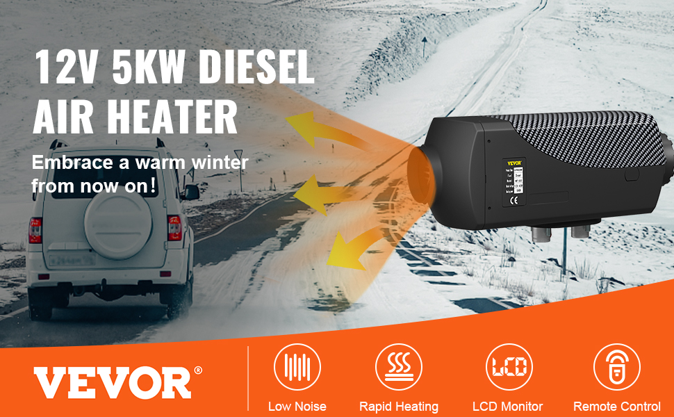 VEVOR Chauffage de Stationnement Diesel, 5 kW 12 V Réchauffeur d