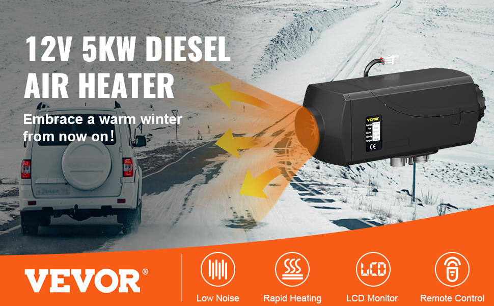 Strutstore Van Diesel Air Heater All In One 12V 5KW with LCD Switch for Truck Boat Cab RV Motorhome 