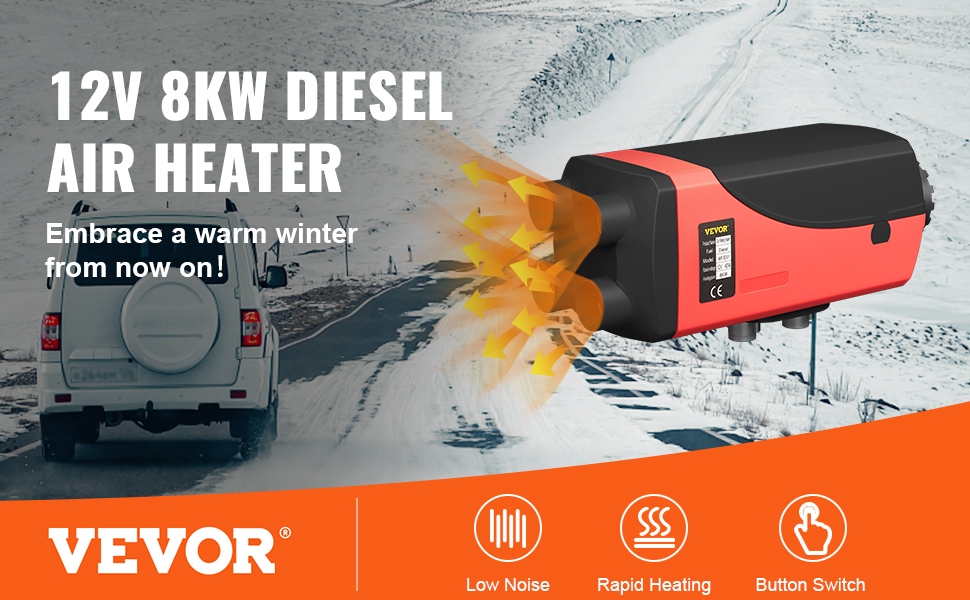 Chauffage Diesel 5KW 12V VEVOR Air Heater en Aluminium Tout-en-Un
