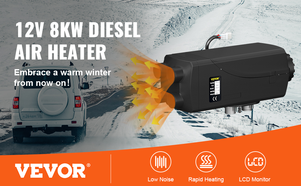 VEVOR Chauffage Diesel 12 V 8 kW Consommation 0,16-0,62 L/h