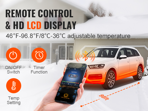 VEVOR Chauffage Diesel 12V 2kW 0,12-0,26L/h Bluetooth APP LCD Auto Intérieur