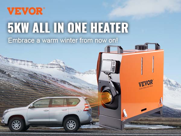 VEVOR Chauffage Diesel Tout-en-Un Portable 12 V 5 kW 0,16-0,52 L/h