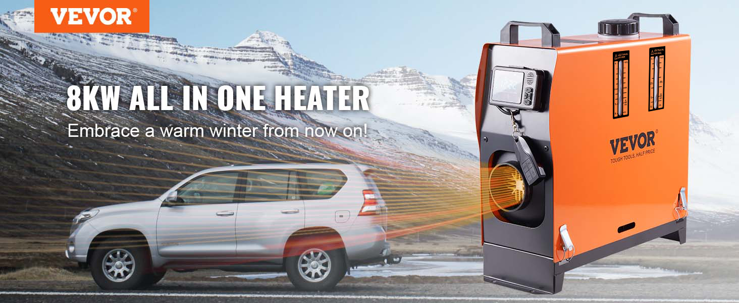 12V 8KW Diesel Air Heater All-in-One – Bluetooth + LCD – For RV, Truck, Boat, Garage